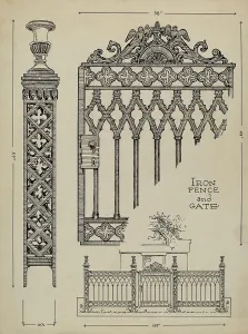 Artists Notes Prints: Iron Gate and Fence, c. 1936. Creator: Thomas Byrne