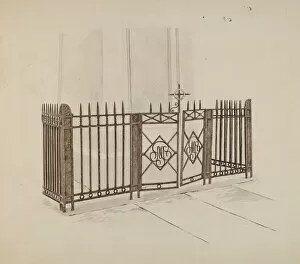 Railings Gallery: Iron Gate and Fence, c. 1937. Creator: Ray Price