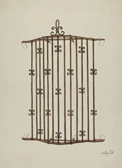 Holt Geoffrey Prints: Iron Grille (at Window) a Restoration Drawing, 1936. Creator: Geoffrey Holt