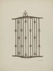Iron Grille at Window: Restoration Drawing, 1941. Creator: William Kieckhofel