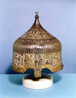 Iron helmet with calligraphic silver damascening decoration, Turkish (Mamluk), 15th century
