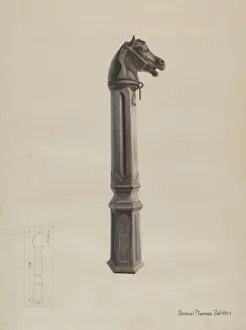 Iron Hitching Post, c. 1937. Creator: Samuel Fineman