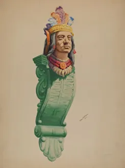 Charles Moss Prints: Iron Indian Head, 1937. Creator: Charles Moss