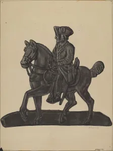 Wilkes John Prints: Iron Officer on Horse, c. 1937. Creator: John Wilkes