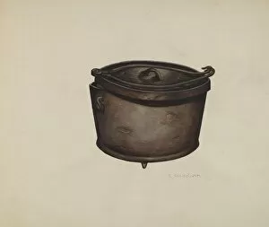 Pots Gallery: Iron Pot and Pot Hooks, c. 1937. Creator: Charles Goodwin