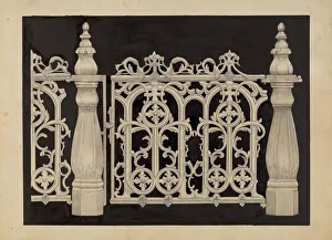 Railings Gallery: Iron Railing and Gate, c. 1936. Creator: James M. Lawson