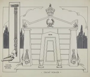 Drainpipe Prints: Iron Tomb, c. 1936. Creator: Thomas Byrne