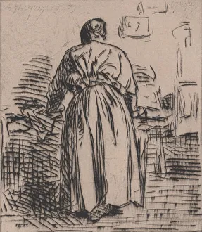 Jacque Prints: The Ironing Woman, 1843. Creator: Charles Emile Jacque