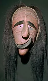 Long Hair Collection: Iroquois false-face mask which belonged to a member of the False Face Band