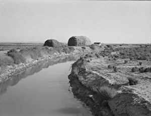 Dead Ox Flat Gallery: Irrigation canal and the preachers farm, Dead Ox Flat, Malheur County, Oregon, 1939