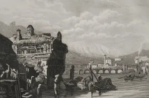 Waterfront Prints: Irun, Guipuzcoa province, Basque Country, Spain, 1853. Creator: Antonio Roca Sallent