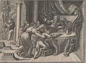 Agostino Veneziano Gallery: Isaac Blessing Jacob, 1524. Creator: Agostino Veneziano