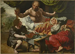Budapest Collection: Isaac Blessing Jacob, Mid of 16th cen. Creator: Hemessen, Jan Sanders, van (c. 1500-c