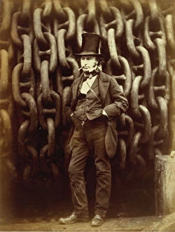 Images Dated 10th August 2020: Isambard Kingdom Brunel Standing Before the Launching Chains of the Great Eastern