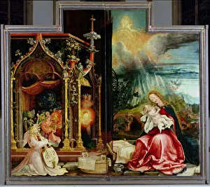 Nativity Prints: The Isenheim Altarpiece. Central panel: Concert of Angels and Nativity