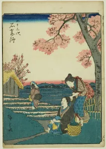 Teal Prints: Ishiyakushi, from the series Fifty-three Stations [of the Tokaido] (Gojusan tsugi)