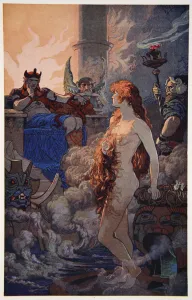 Mesopotamian Gallery: Ishtar in Hades, 1915. Artist: Ernest Wellcousins