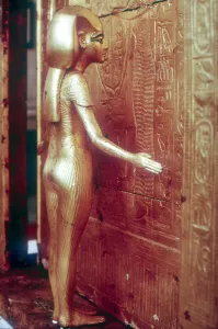 Isis the protective goddess guarding the Canopic Shrine, Tomb of Tutankhamun, Cairo