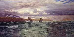 Marine Prints: The Isles of Skomer and Skokholm, just outside Milford Haven, 1891. Creator: John Brett