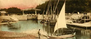 Felucca Prints: Ismailia - The flood-gate downwards, c1918-c1939. Creator: Unknown