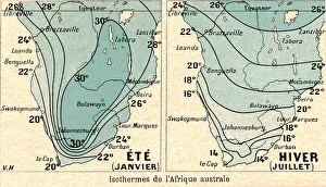 Meteorology Prints: Isothermes de l'Afrique australe; Afrique Australe, 1914. Creator: Unknown