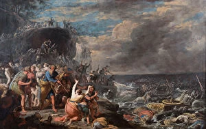 Beshalach Collection: The Israelites crossing of the Red Sea, Mid of 17th cen.. Creator: Gargiulo, Domenico (1609-1675)