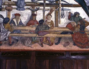 Images Dated 14th May 2007: Issogne Castle, frescoes, detail of the guard