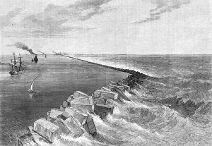 Dhow Prints: The Isthmus of Suez Maritime Canal: breakwater at Port Said