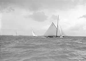 Allom Gallery: Istria, The Lady Anne, & Vanity racing upwind, 1912
