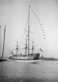 Allom Gallery: Istria moored with dressing flags, 1912. Creator: Kirk & Sons of Cowes