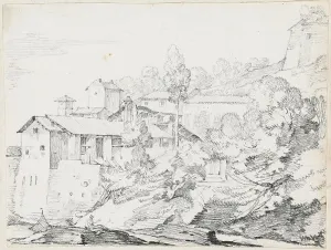 Italian Buildings on a Hillside, 1744/1750. Creator: Joseph-Marie Vien the Elder