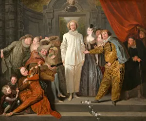 Pulcinella Gallery: The Italian Comedians, ca 1720. Artist: Watteau, Jean Antoine (1684-1721)