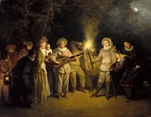 Pulcinella Gallery: The Italian Comedy, after 1716. Artist: Watteau, Jean Antoine (1684-1721)