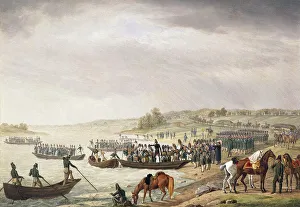 Beauharnais Collection: Italian Corps of Eugene de Beauharnais Crossing the Niemen on 30 June 1812, (1815)