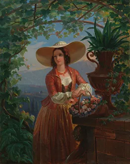 Flower Girl Prints: Italian Flower-Girl, 1845. Creator: Robert Wilhelm Ekman