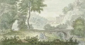 Stone Bridge Prints: Italian landscape, 1706-1759. Creator: Jacob van Liender