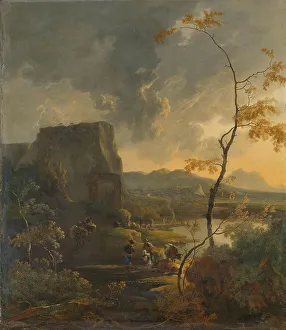 Pijnacker Adam Prints: Italian Landscape with Ancient Tempietto, c.1649-c.1673. Creator: Adam Pynacker