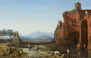 Paddling Prints: Italian Landscape with the Aurelian Wall, c1620-1650. Creator: Bartholomeus Breenbergh