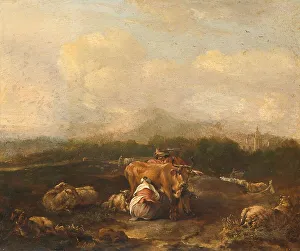 Milkmaid Prints: Italian Landscape with Cattle, 1640-1669. Creator: Nicolaes Van Helt Stockade