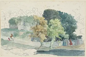 Italy Europe Prints: Italian landscape with figures, 1818. Creator: Carl Philipp Fohr