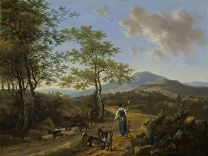 Herdsmen Prints: Italian Landscape with Herdsmen, 1650-1692. Creator: Willem de Heusch