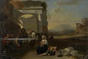 Wayside Prints: Italian landscape with peasants resting by ruins, 1670. Creator: Laureys Goubau