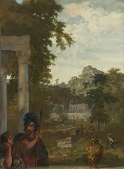 De Lairesse Gerard Prints: Italian Landscape with two Roman Soldiers, c.1687. Creator: Gerard de Lairesse