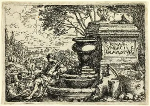 Pedestal Base Prints: Italian Landscape with Ruins, n.d. Creator: Jonas Umbach
