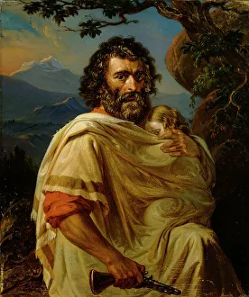 Robert Wilhelm Ekman Prints: Italian Man with a Child, 1860. Creator: Robert Wilhelm Ekman