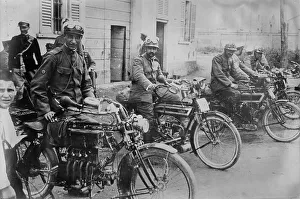 Squadron Prints: Italian Motor Cycle Squad, between 1914 and c1915. Creator: Bain News Service