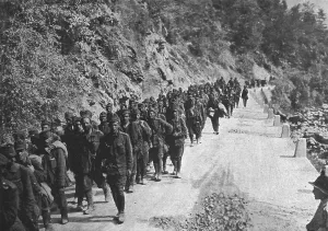 Slovenia Europe Prints: Italian Offensive of Isonzo; A Column of Austrian Prisoners, 1917. Creator: Unknown