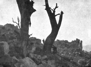 Convent Prints: Italian Offensive of Isonzo; At the top of Monte Santo: the ruins of the convent