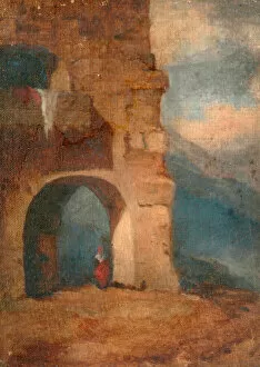 Louisa Starr Canziani Gallery: Italian peasant in stone archway, 1880-1900. Creator: Louisa Starr