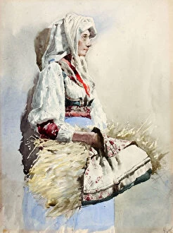 Images Dated 6th July 2021: Italian Peasant Woman, late 19th-early 20th century. Creator: Giuseppe Signorini